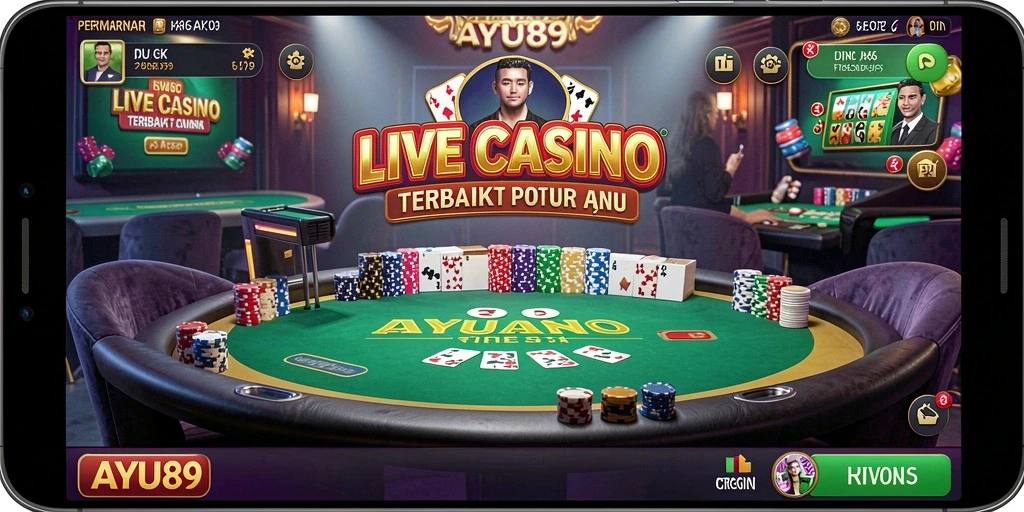Tampilan gameplay Live Casino AYU89 dengan dealer profesional dan pemain aktif.