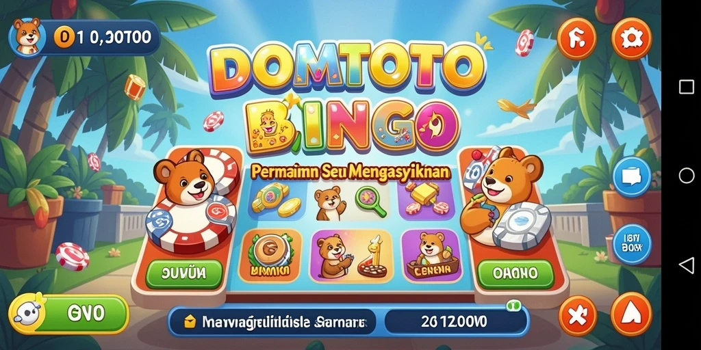 Tangkapan layar permainan DOMTOTO yang menggambarkan suasana Bingo yang dinamis.