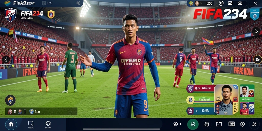 Screenshot dari gameplay FIFA234 yang menampilkan aksi seru di lapangan.