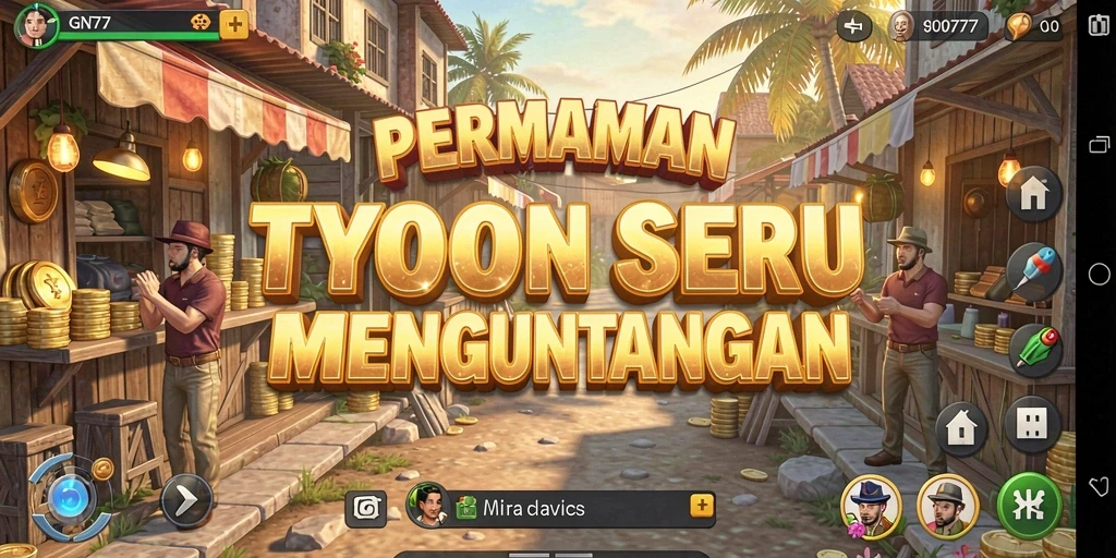 Tangkapan layar gameplay GN777 menampilkan interaksi dan pembangunan bisnis yang menarik.