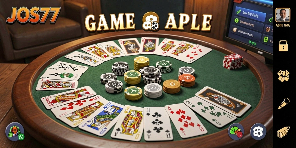 Screenshot gameplay JOS77 menampilkan suasana permainan Gaple yang seru.