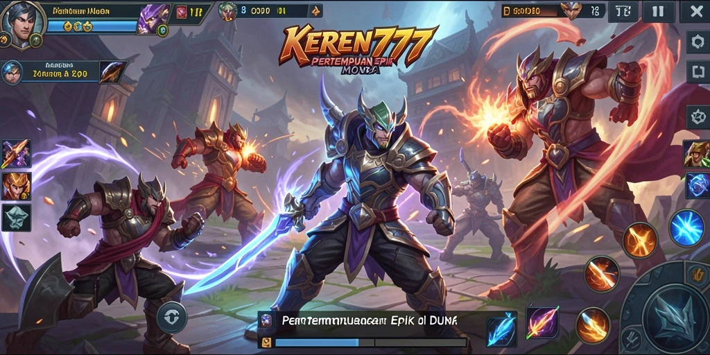 Tangkapan layar KEREN777 yang menunjukkan pertempuran seru di arena MOBA.