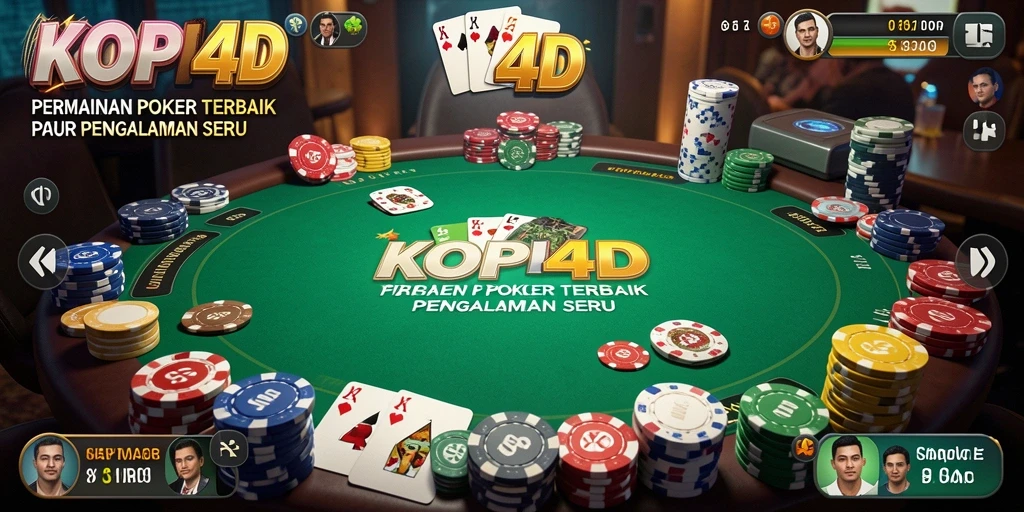 Tampilan gameplay KOPI4D dengan aksi poker yang seru.