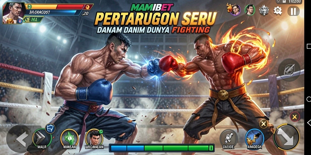 Screenshot menampilkan aksi pertarungan sengit dalam MAMIBET.