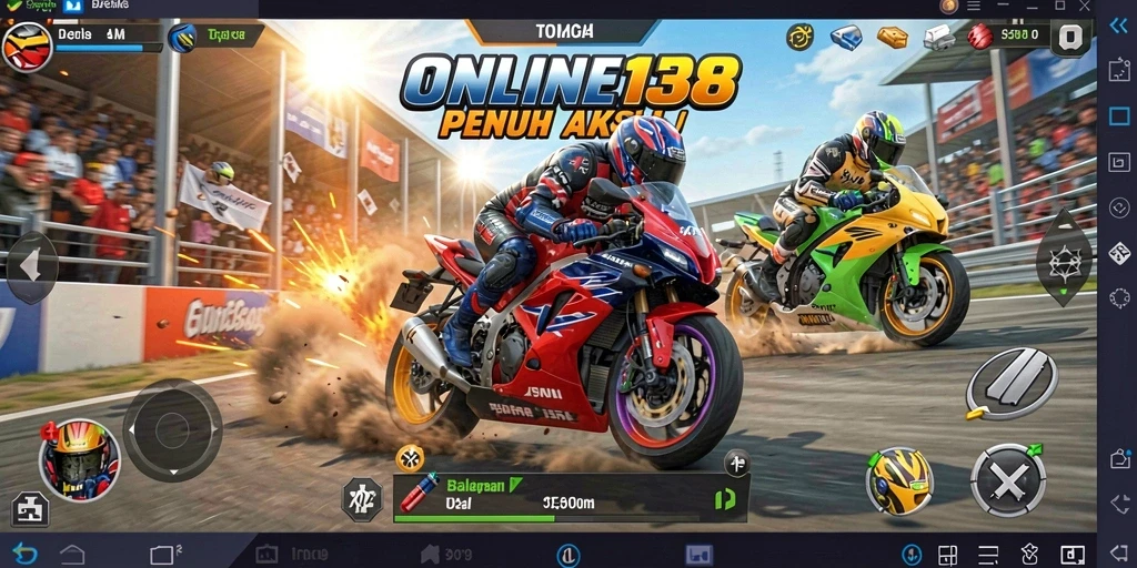 Tampilan gameplay seru dari ONLINE138 dengan aksi balapan motor yang mendebarkan.
