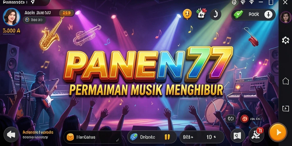 Screenshot menunjukkan gameplay seru dalam permainan musik PANEN77.