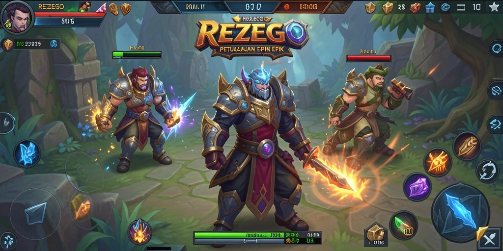 Screenshot menunjukkan aksi seru dalam game MMORPG REZEGO.