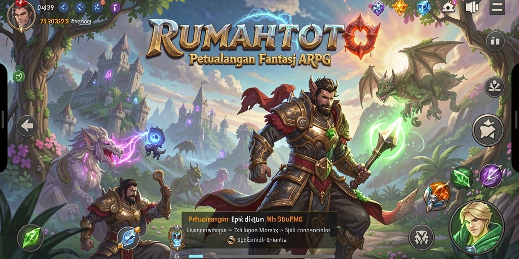 Tangkapan layar RUMAHTOTO menampilkan aksi pertarungan yang intens dalam dunia ARPG.