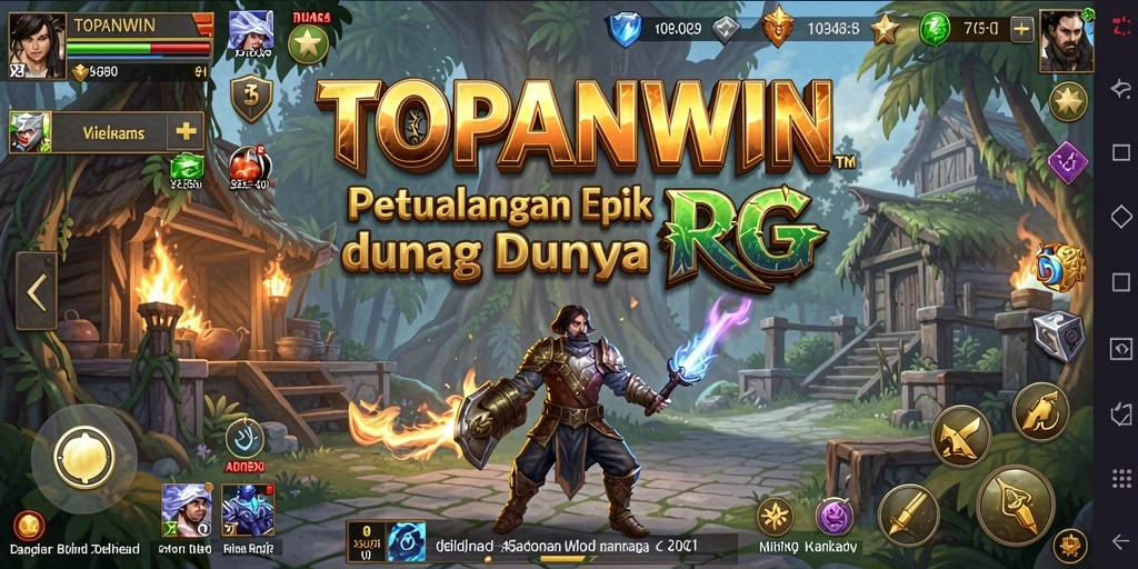 Tangkapan layar utama TOPANWIN menampilkan pertarungan seru dalam dunia RPG.