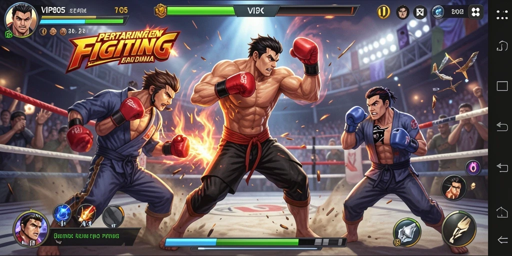 Tampilan gameplay epic dari pertarungan dalam VIP805.